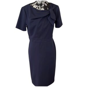 Ivy + Blue size 6 Elegant Navy Blue short sleeve midi dress